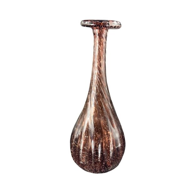 Art Glass Purple Amethyst Narrow Neck Vase Vessel With Small Bubbles Glass Vase - Picture 1 of 11